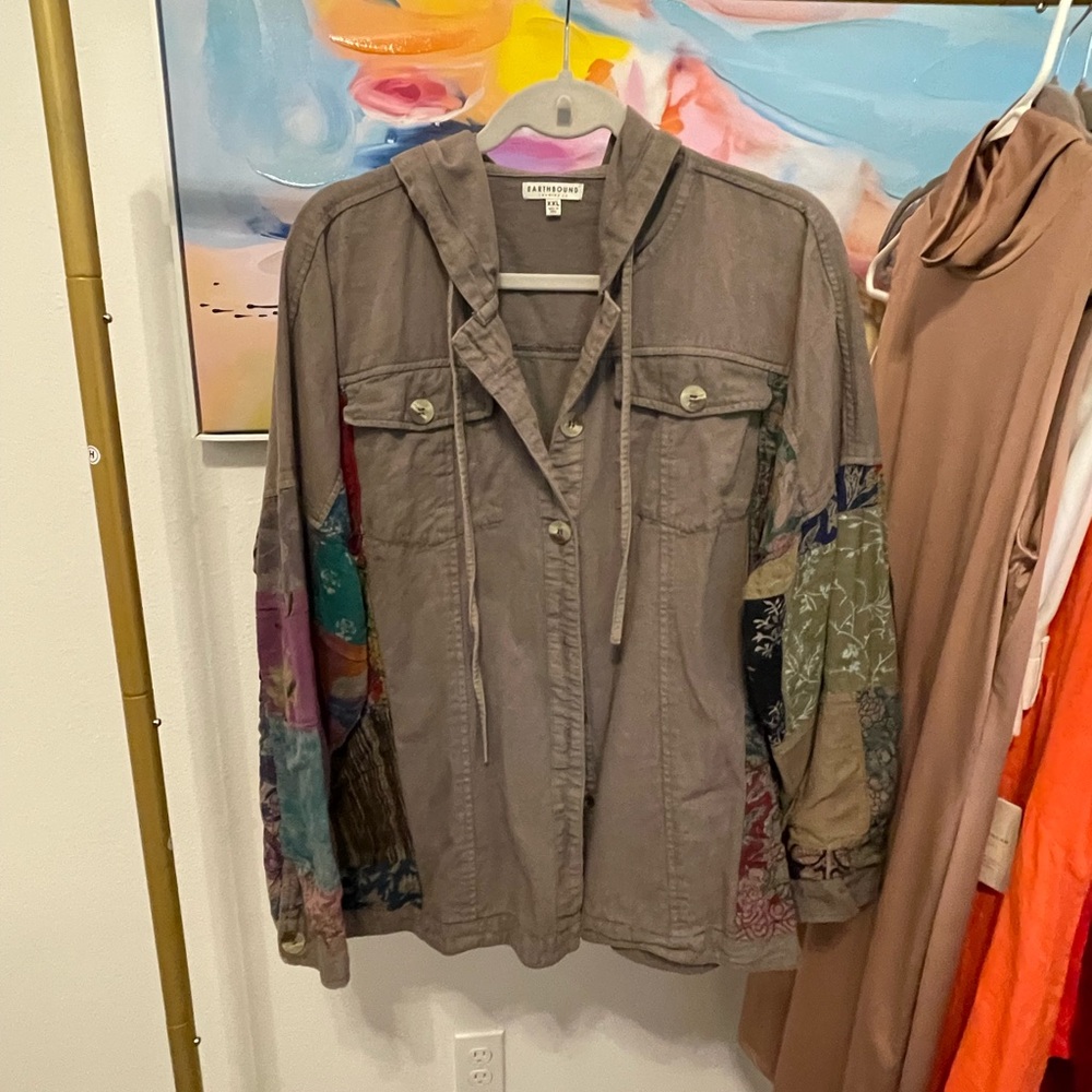 EARTHBOUND Gray Utility Jacket with Multicolor Sl… - image 9